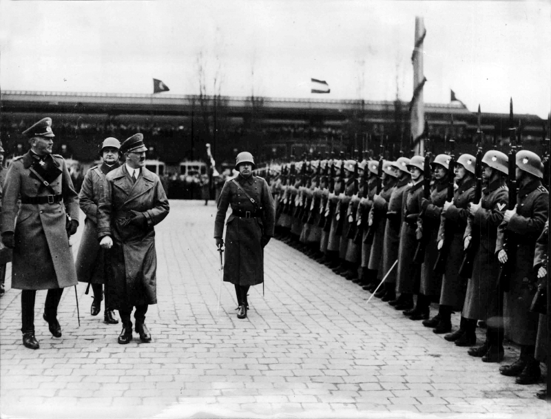 Adolf Hitler inspects troops in Frankfurt